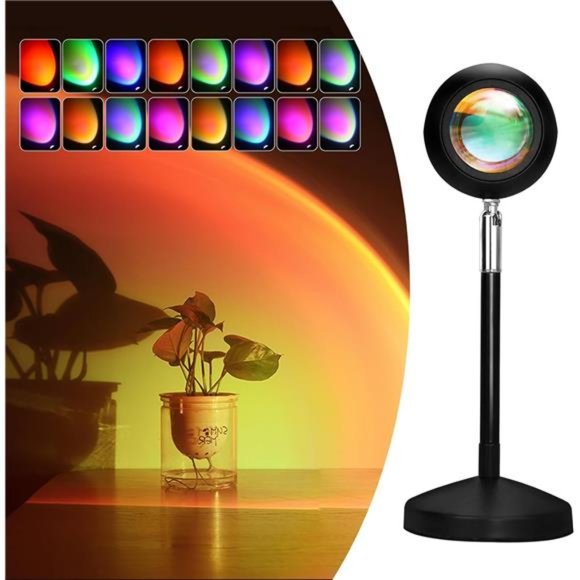 Sunset Lamp Night Light - 16 Colors & 4 Modes Sunset Projection Lamp with Remote - Picture 1 of 6